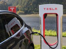 Tesla supercharging station in CA